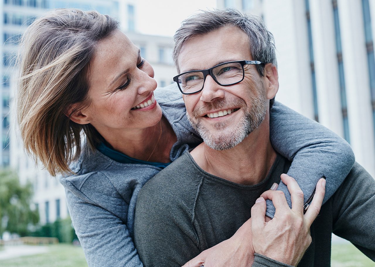 Happy, hugging couple